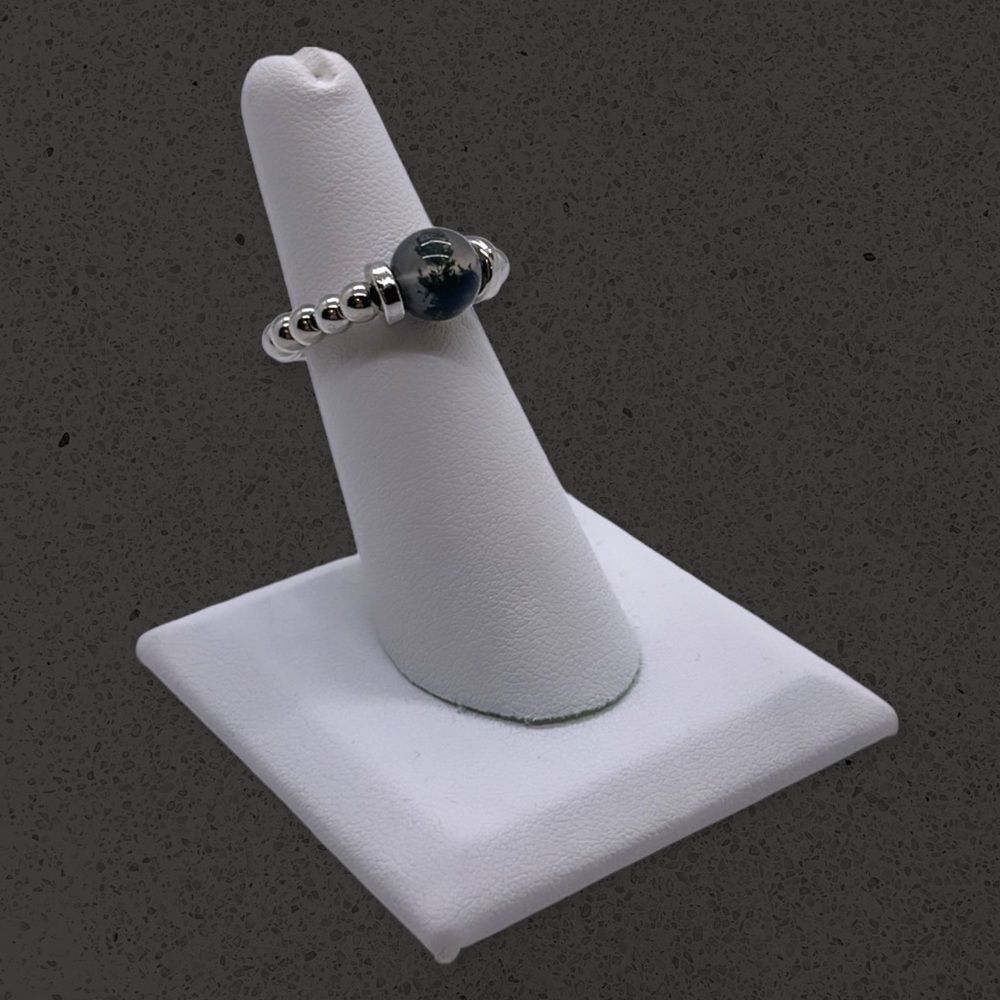 NWT Wool + Pepper Co. Moss Agate Gemstone & Stainless Steel or 14K Gold Ring